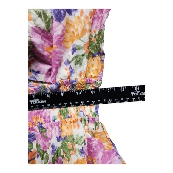 ✨‎ ANGEL BIBA White Floral Boho Babydoll Wrap Mini Dress – 100% Cotton, Size 8, - Picture 8 of 12